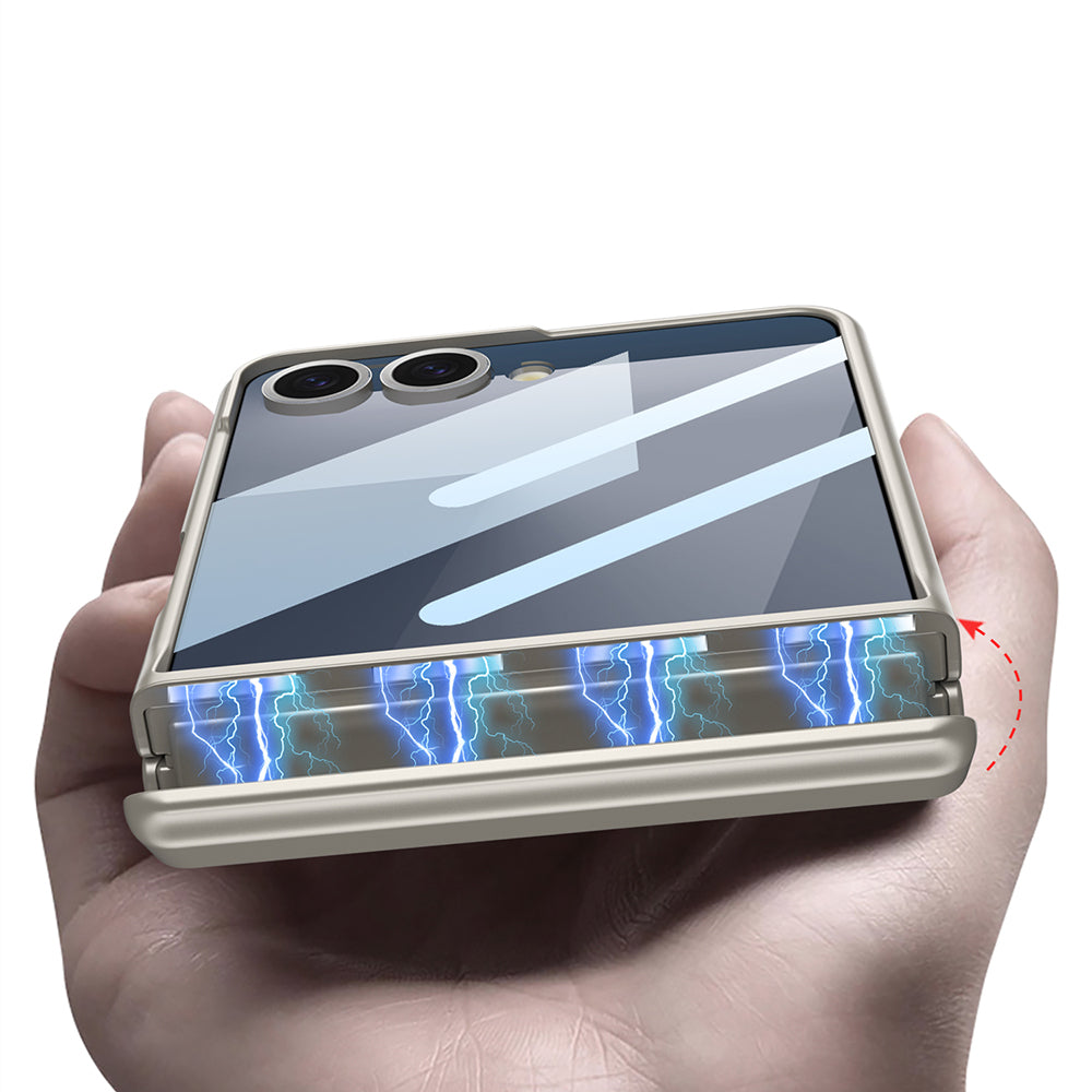 Galaxy Z Flip 7 Kılıf Zore Kıpta Standlı Kapak Siyah