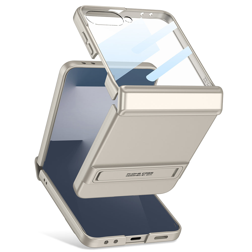 Galaxy Z Flip 7 Kılıf Zore Kıpta Standlı Kapak Gümüş