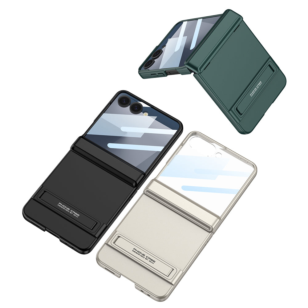 Galaxy Z Flip 7 Kılıf Zore Kıpta Standlı Kapak Siyah