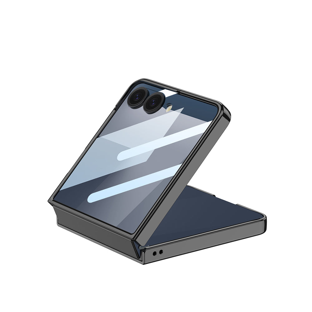 Galaxy Z Flip 7 M-safe Şarj Özellikli Zore Kıpta KPT-02 Standlı Kapak Siyah