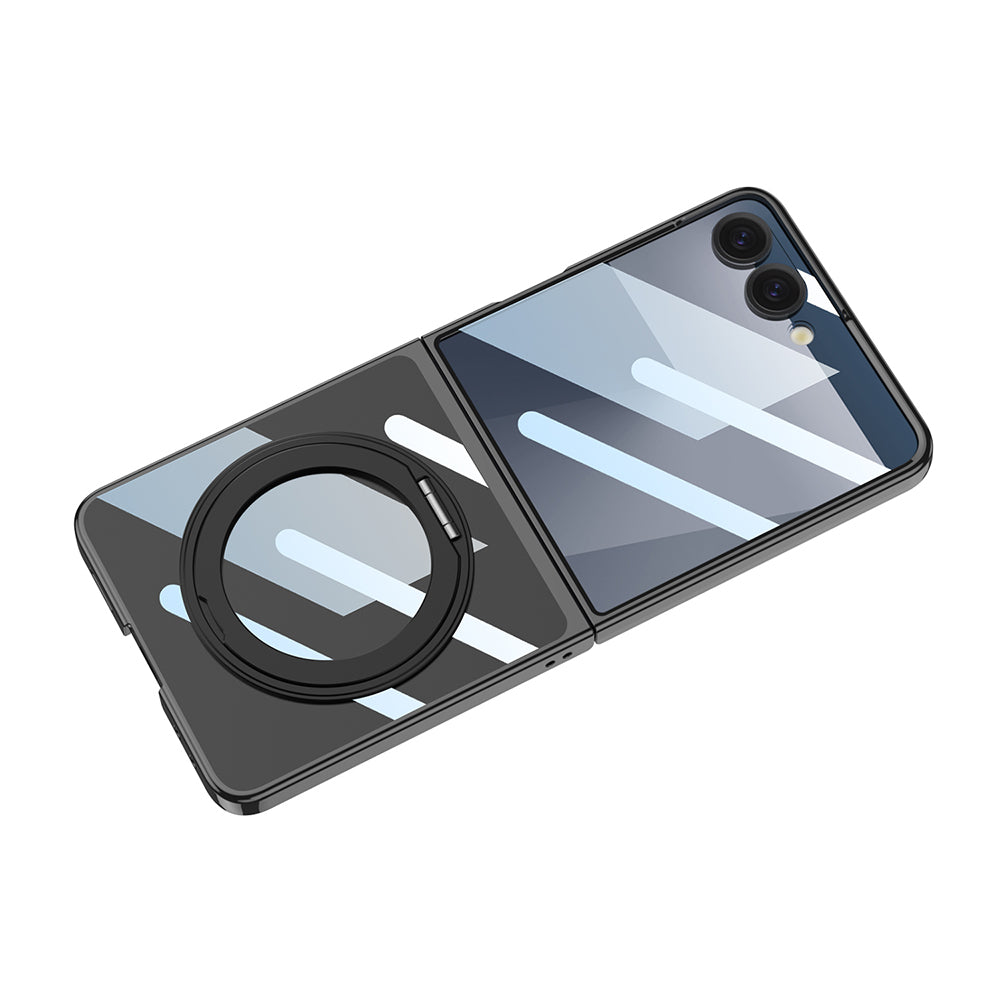 Galaxy Z Flip 7 M-safe Şarj Özellikli Zore Kıpta KPT-02 Standlı Kapak Gümüş