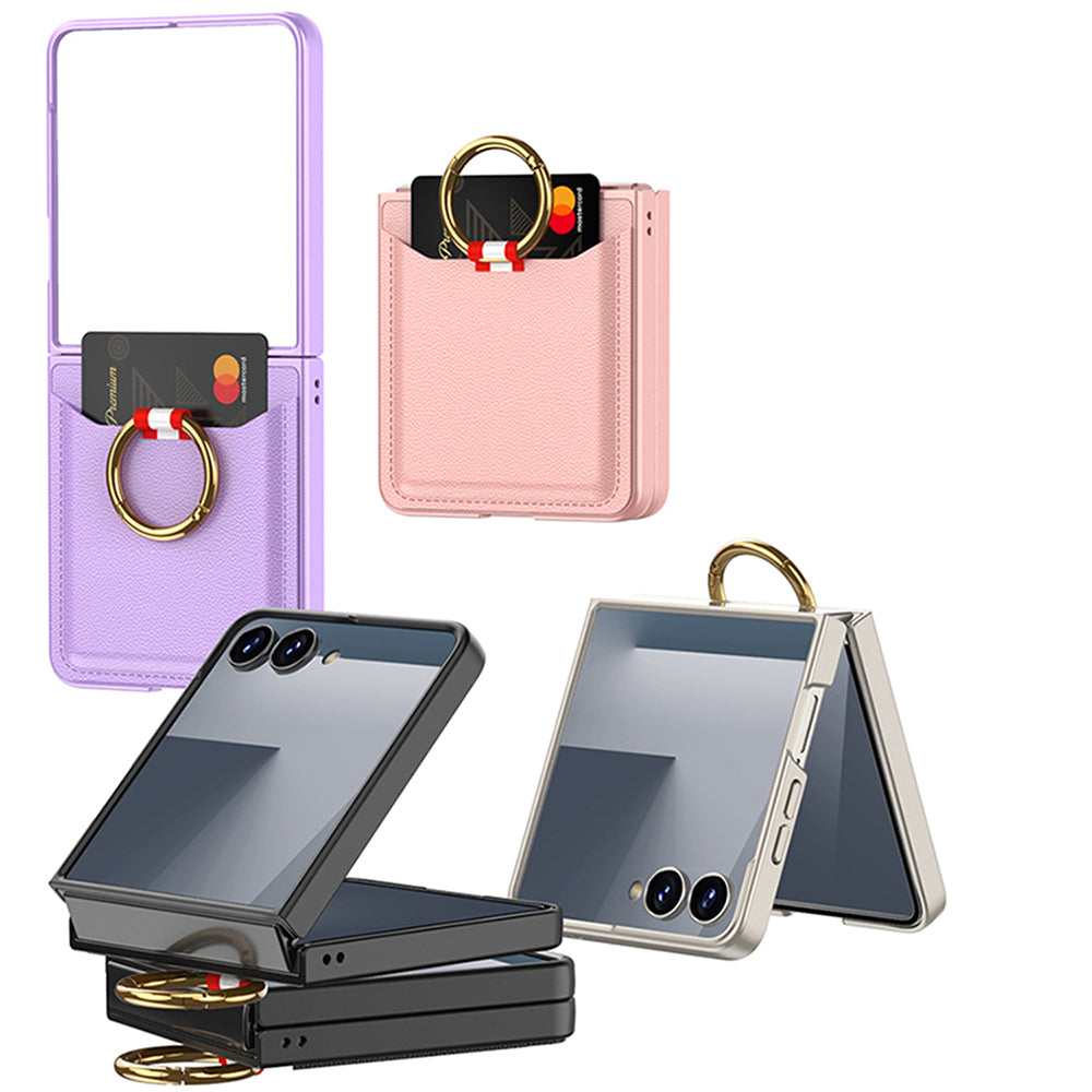 Galaxy Z Flip 7 Zore Kıpta Yüzüklü Kartlıklı Kapak Mor