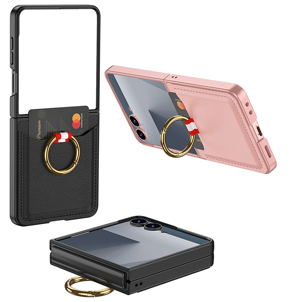 Galaxy Z Flip 7 Zore Kıpta Yüzüklü Kartlıklı Kapak Mor