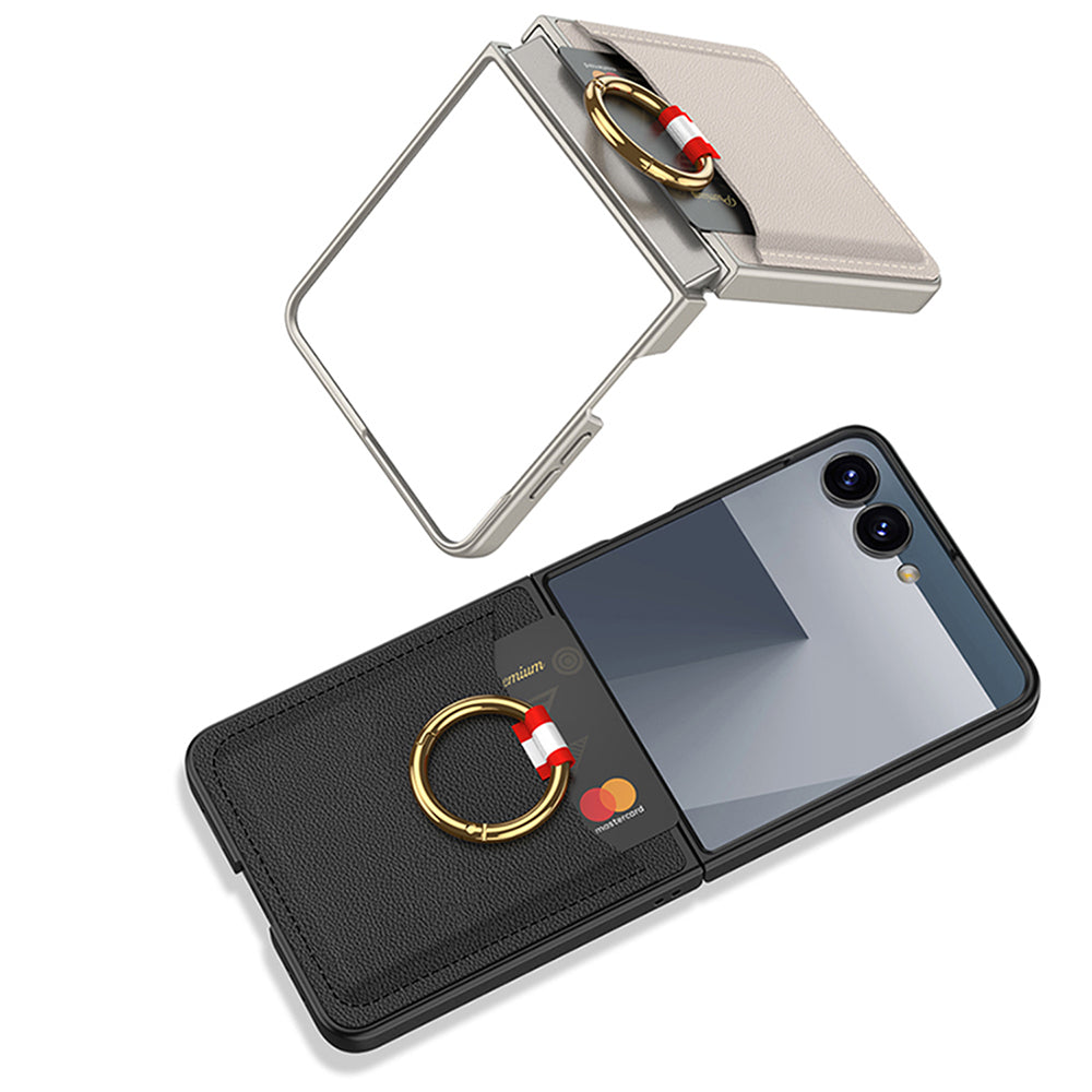 Galaxy Z Flip 7 Zore Kıpta Yüzüklü Kartlıklı Kapak Mor