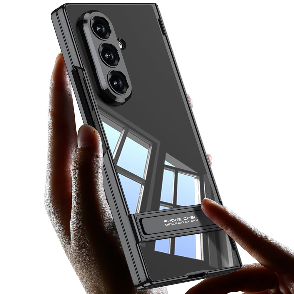 Galaxy Z Fold 7 Kılıf Kamera Korumalı Şeffaf Tasarımlı Zore Lego Standlı Kapak Siyah