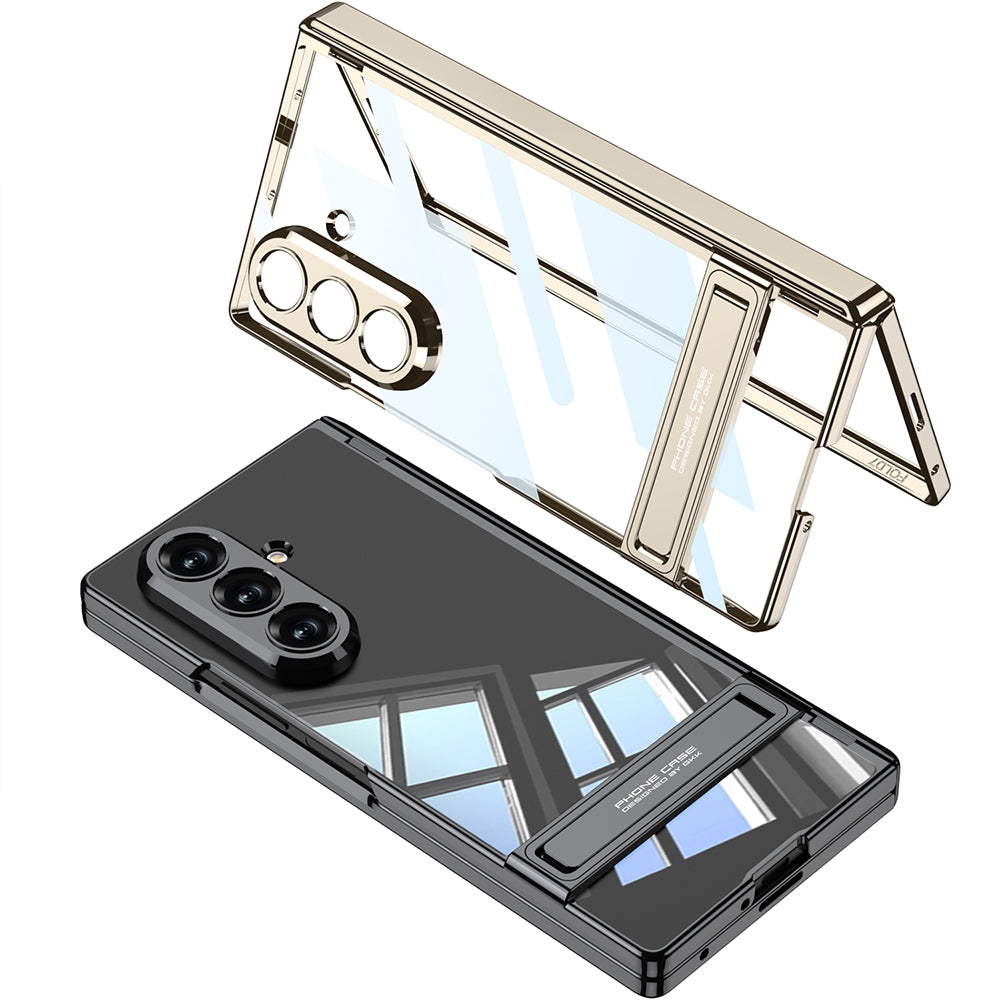 Galaxy Z Fold 7 Kılıf Kamera Korumalı Şeffaf Tasarımlı Zore Lego Standlı Kapak Gümüş