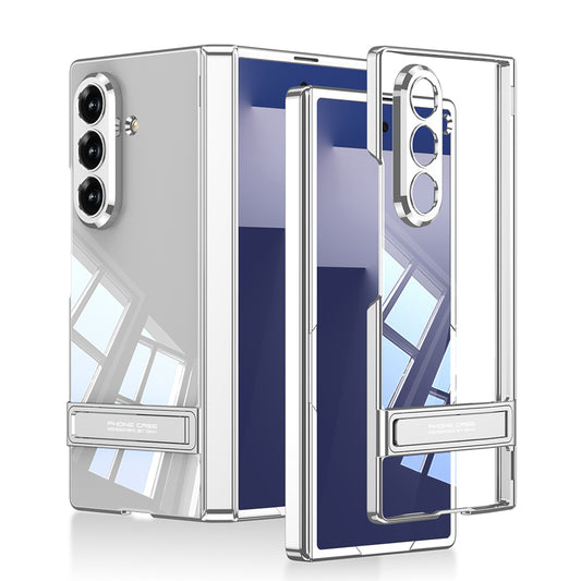 Galaxy Z Fold 7 Kılıf Kamera Korumalı Şeffaf Tasarımlı Zore Lego Standlı Kapak Gümüş