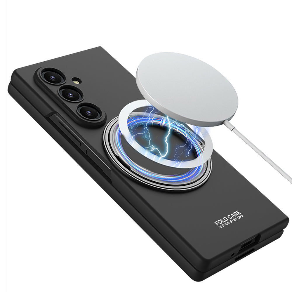 Galaxy Z Fold 7 Kılıf M-safe Şarj Özellikli Zore Kıpta Yüzüklü Kamera Korumalı Kapak Lacivert