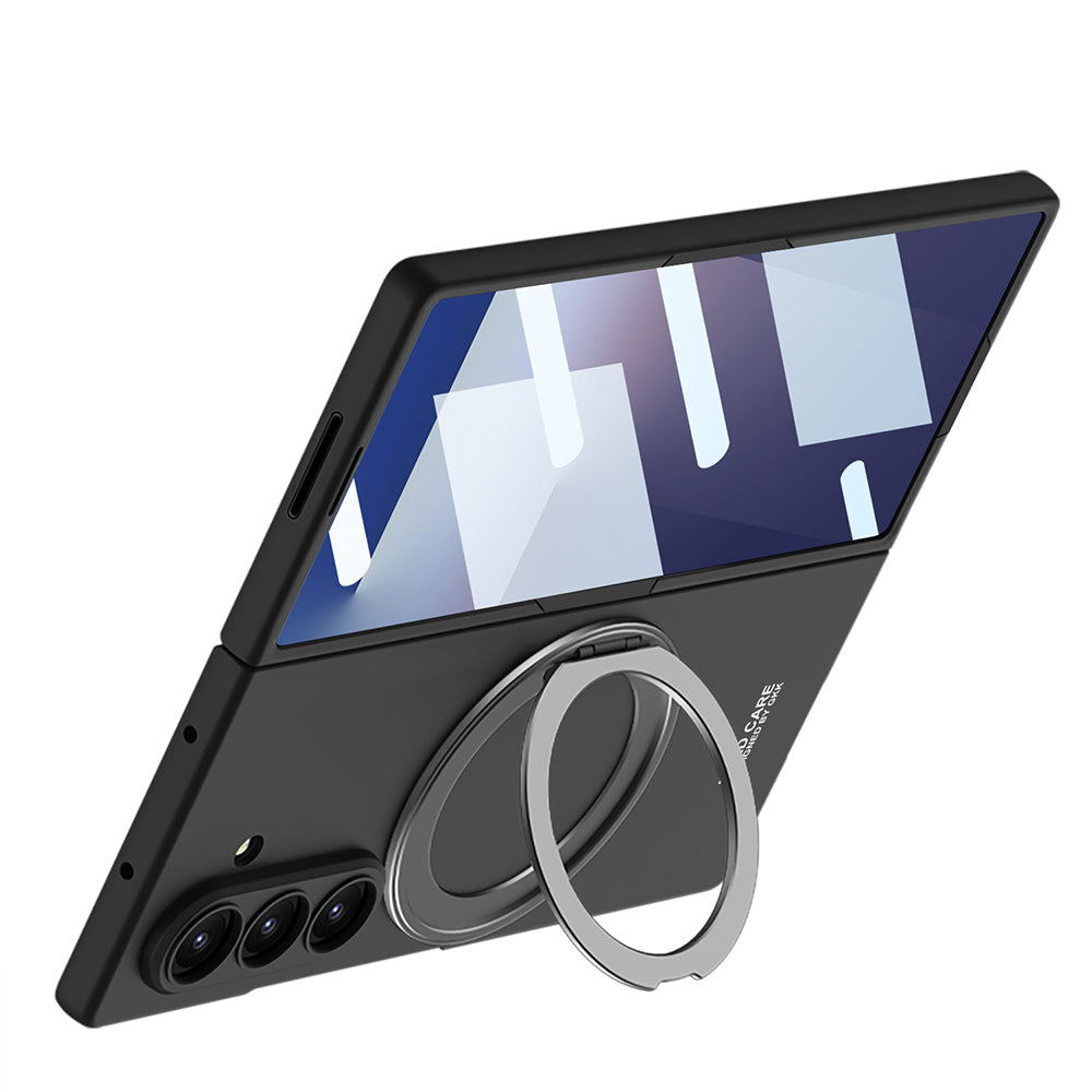 Galaxy Z Fold 7 Kılıf M-safe Şarj Özellikli Zore Kıpta Yüzüklü Kamera Korumalı Kapak Lacivert