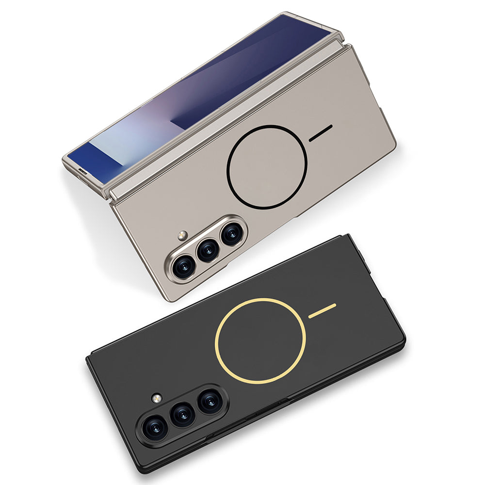 Galaxy Z Fold 7 Kılıf Wireless Şarj Özellikli Zore Kıpta M-safe Kapak Lacivert