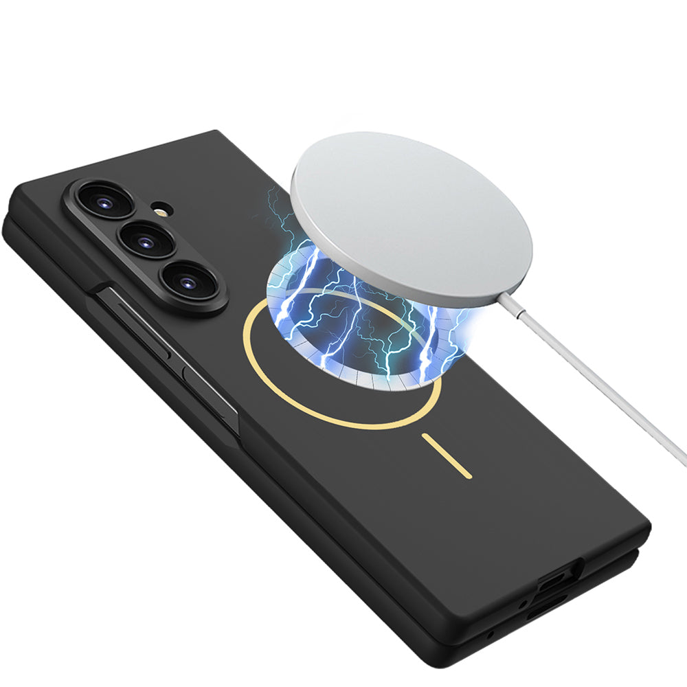 Galaxy Z Fold 7 Kılıf Wireless Şarj Özellikli Zore Kıpta M-safe Kapak Lacivert