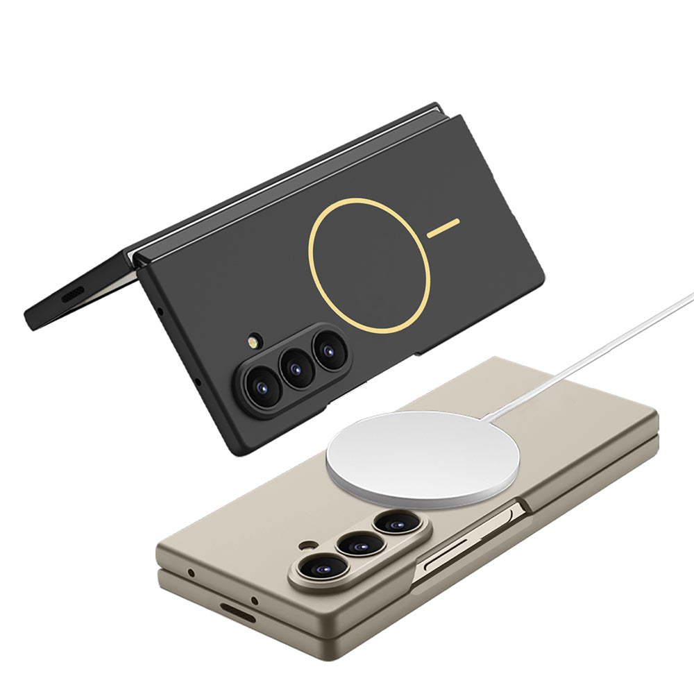 Galaxy Z Fold 7 Kılıf Wireless Şarj Özellikli Zore Kıpta M-safe Kapak Lacivert