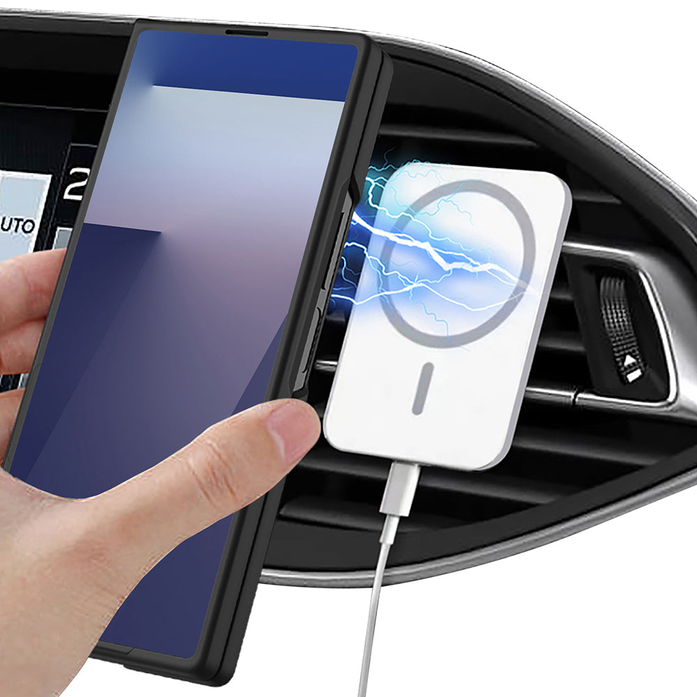 Galaxy Z Fold 7 Kılıf Wireless Şarj Özellikli Zore Kıpta M-safe Kapak Lacivert