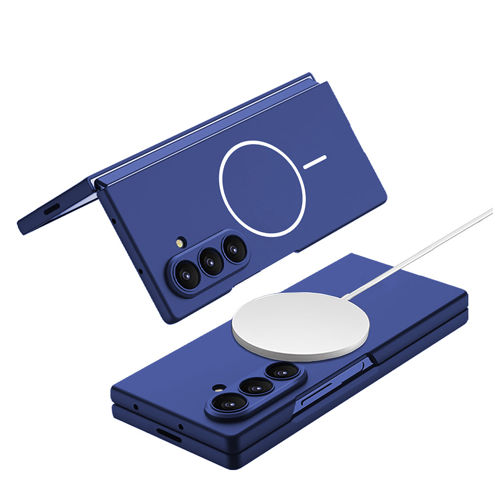 Galaxy Z Fold 7 Kılıf Wireless Şarj Özellikli Zore Kıpta M-safe Kapak Lacivert