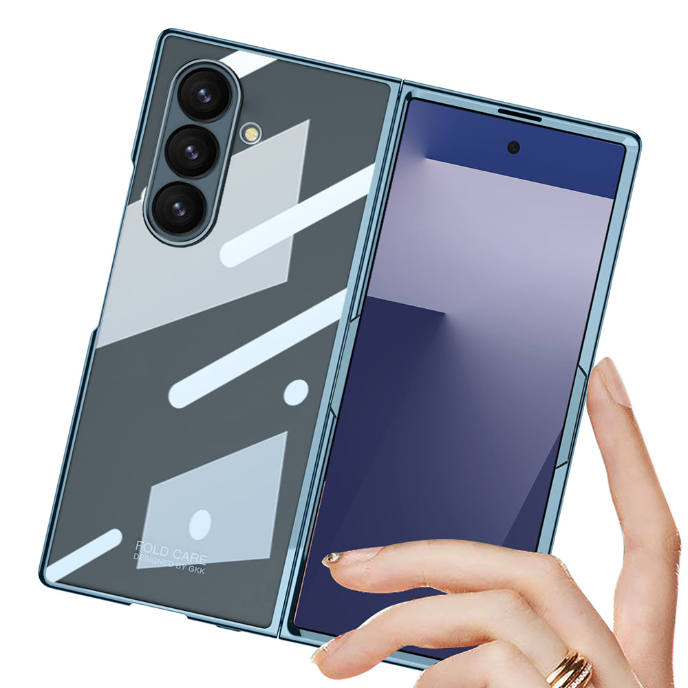 Galaxy Z Fold 7 Kılıf Zore Full Camlı Kıpta Kapak Gri-Yeşil