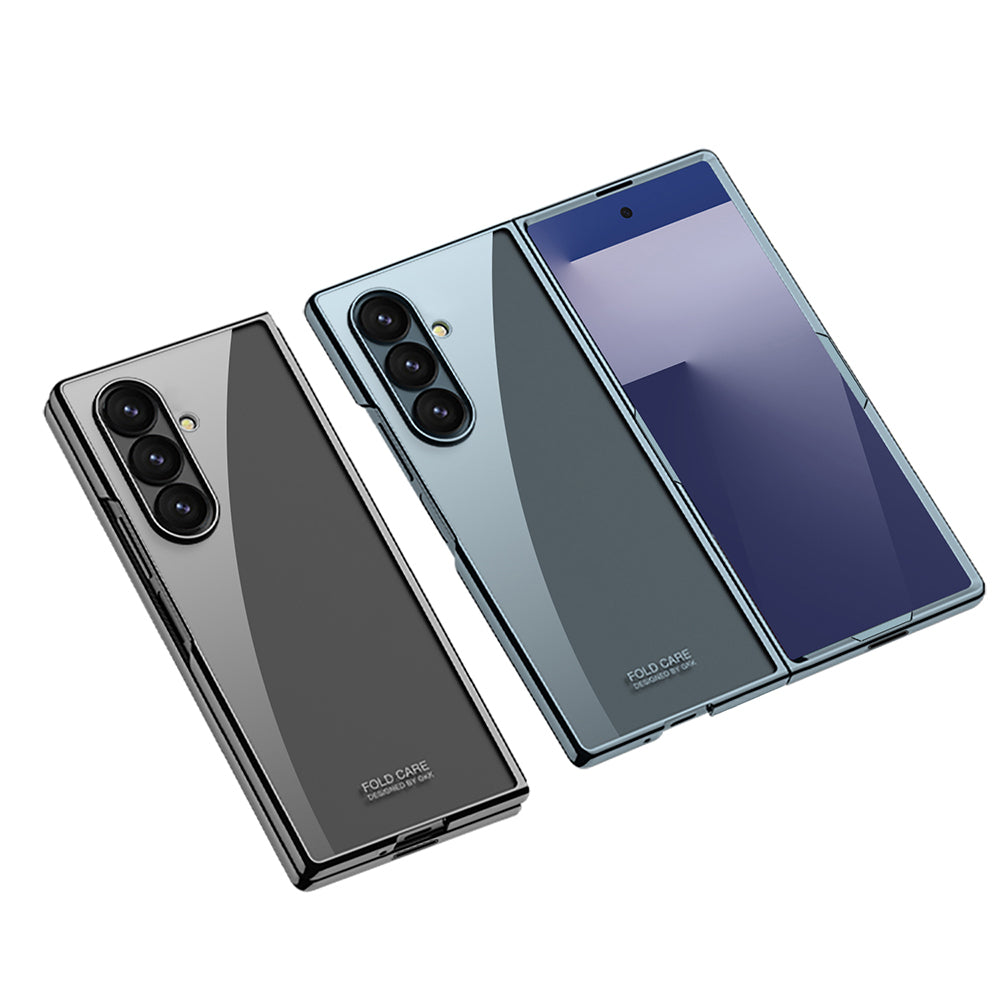 Galaxy Z Fold 7 Kılıf Zore Full Camlı Kıpta Kapak Gri-Yeşil