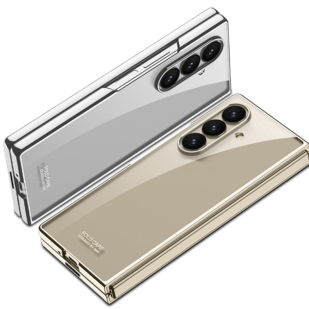 Galaxy Z Fold 7 Kılıf Zore Full Camlı Kıpta Kapak Gri-Yeşil