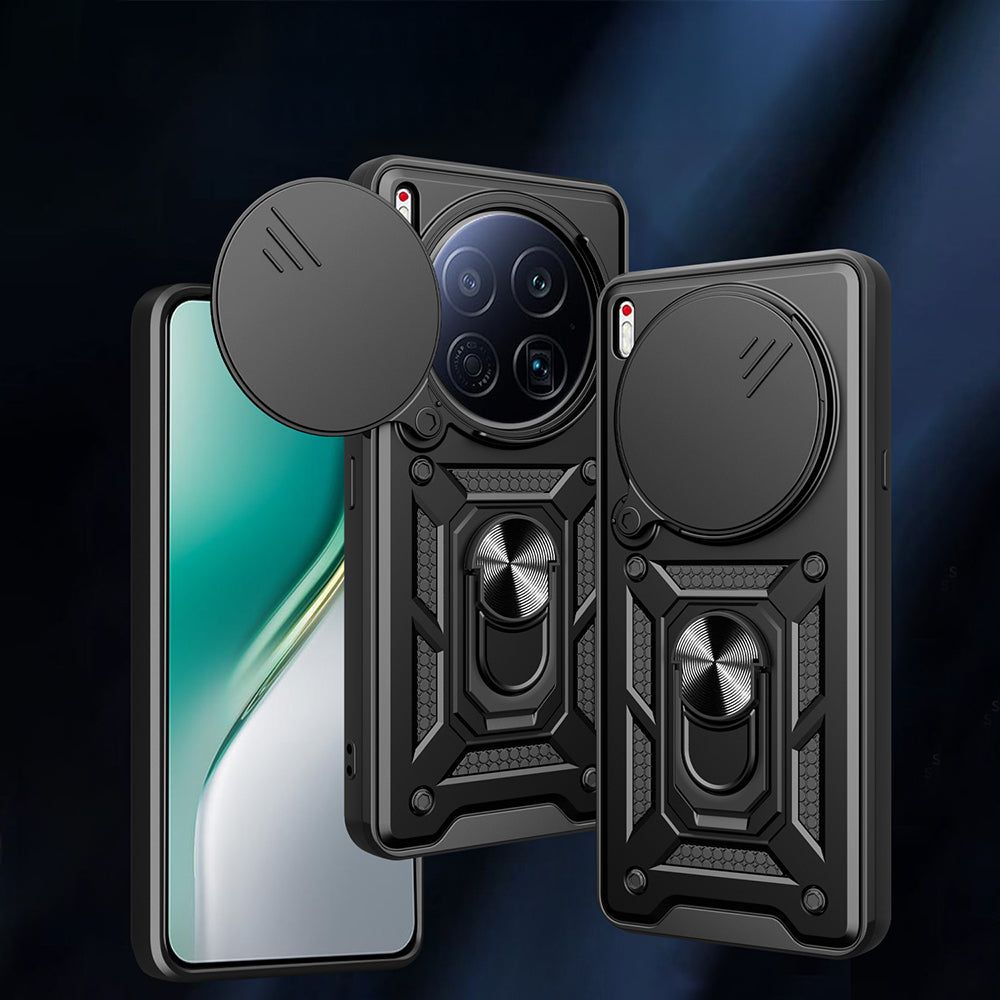 Tecno Camon 40 Premier 5G Kılıf Magnetik Standlı Kamera Korumalı Zore Sürgülü Vega Kapak Siyah