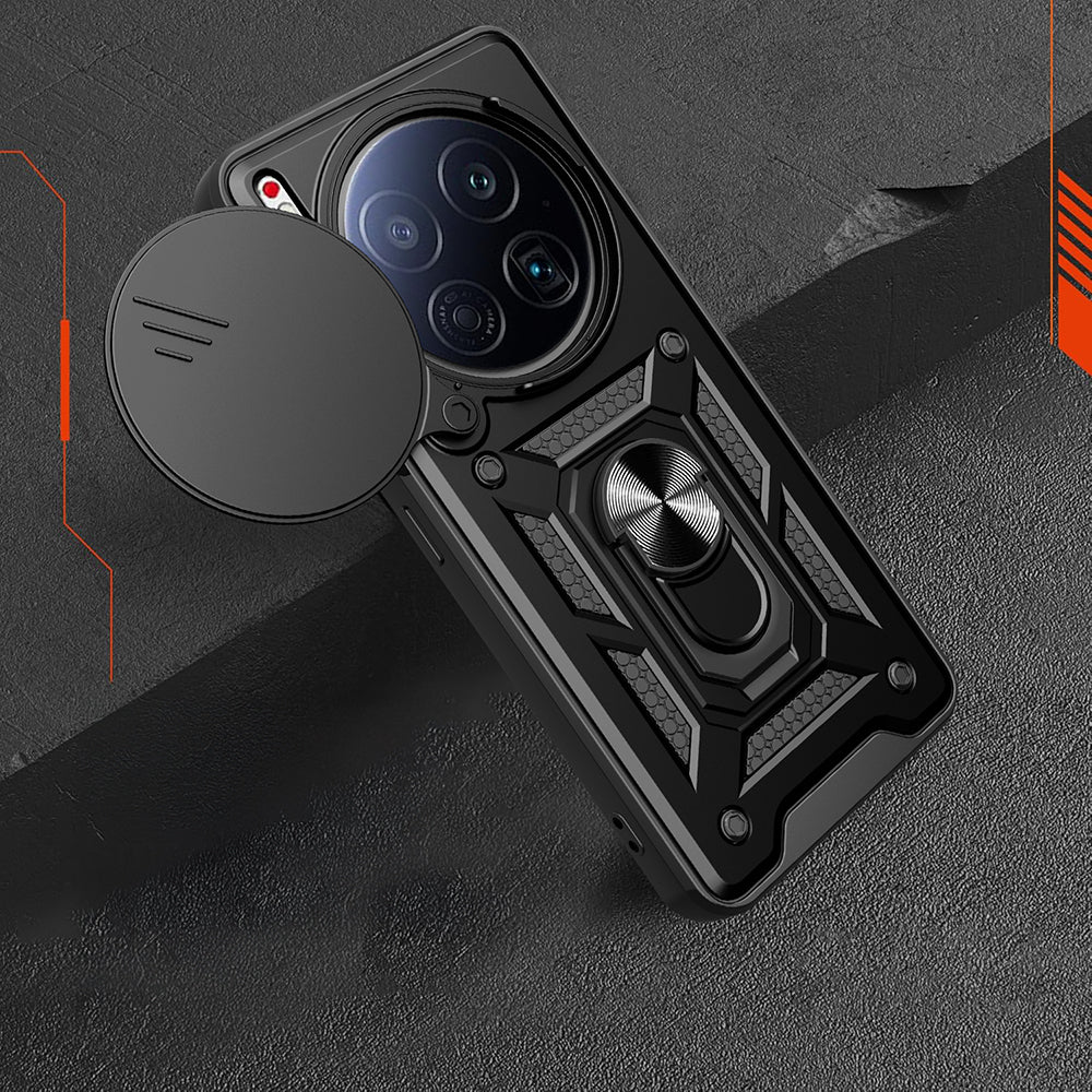 Tecno Camon 40 Premier 5G Kılıf Magnetik Standlı Kamera Korumalı Zore Sürgülü Vega Kapak Mavi