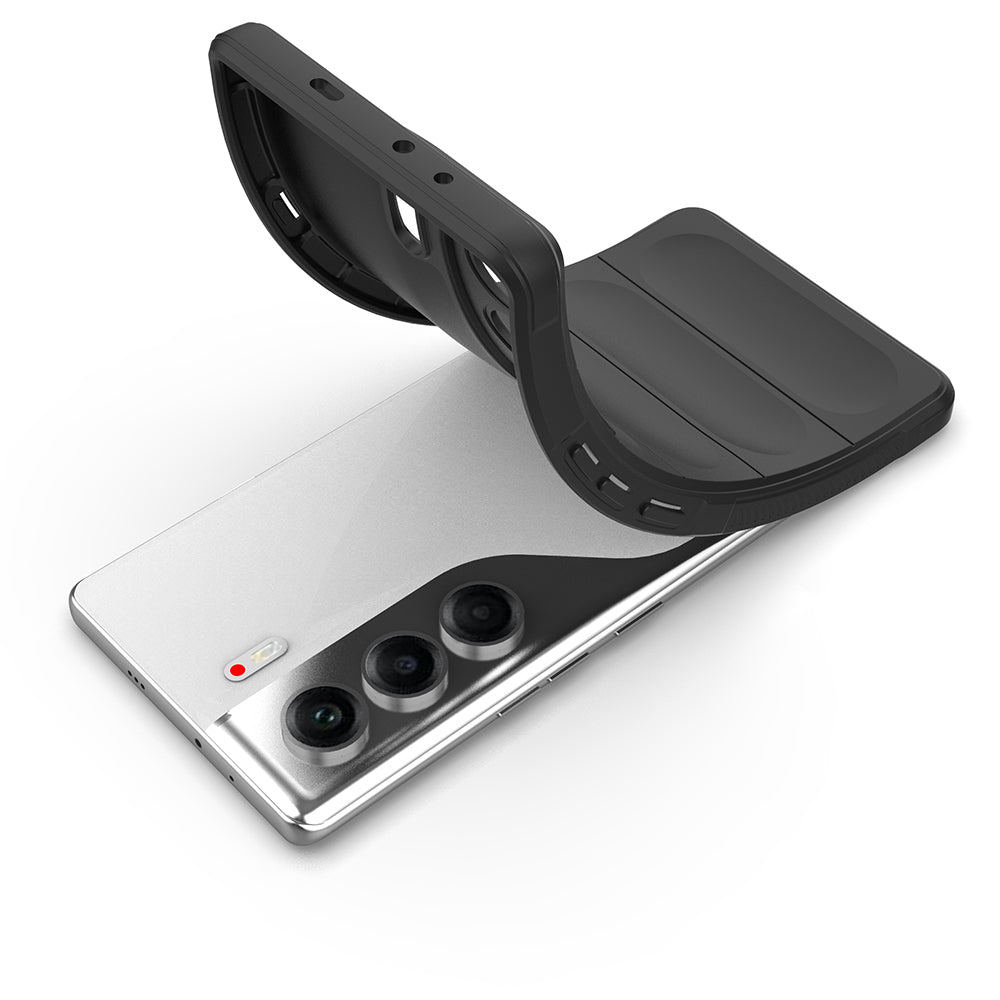 Tecno Camon 40 Pro Kılıf Esnek TPU Oyuklu Arka Yüzey Tasarımlı Zore Etnik Silikon Kapak Siyah