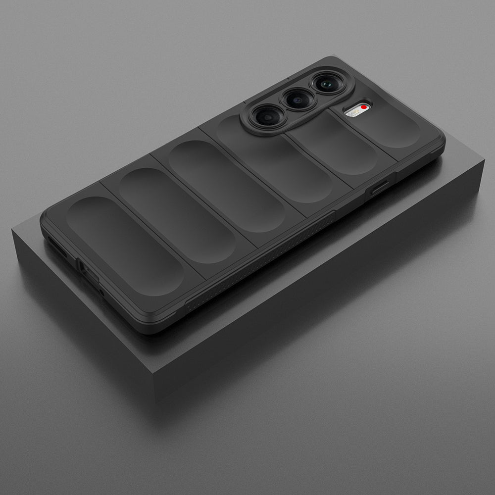 Tecno Camon 40 Pro Kılıf Esnek TPU Oyuklu Arka Yüzey Tasarımlı Zore Etnik Silikon Kapak Lacivert