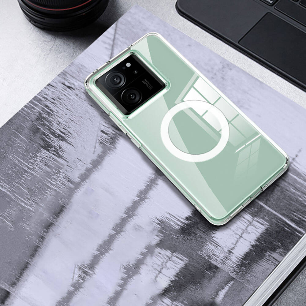 Xiaomi Mi 13T Kılıf Sert PC Arka Yüzey Wireless Şarj Özellikli Zore Flet Magsafe Kapak Renksiz