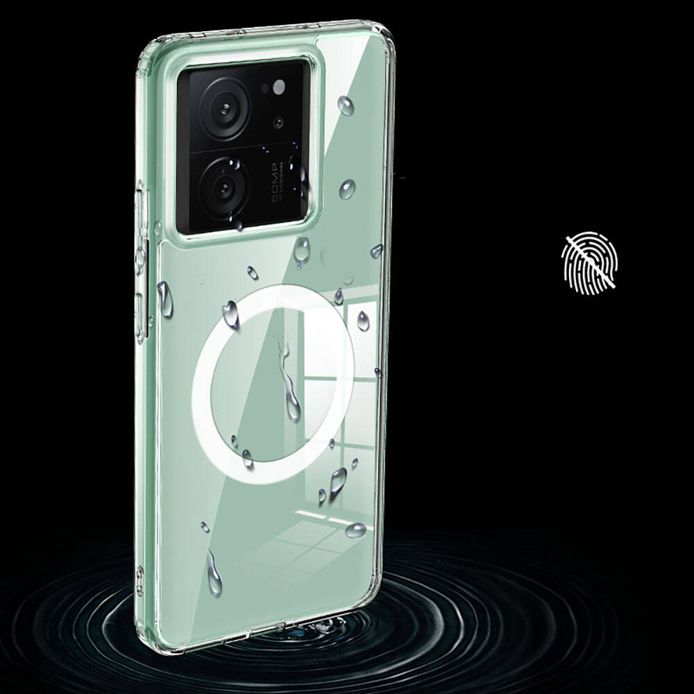 Xiaomi Mi 13T Kılıf Sert PC Arka Yüzey Wireless Şarj Özellikli Zore Flet Magsafe Kapak Renksiz