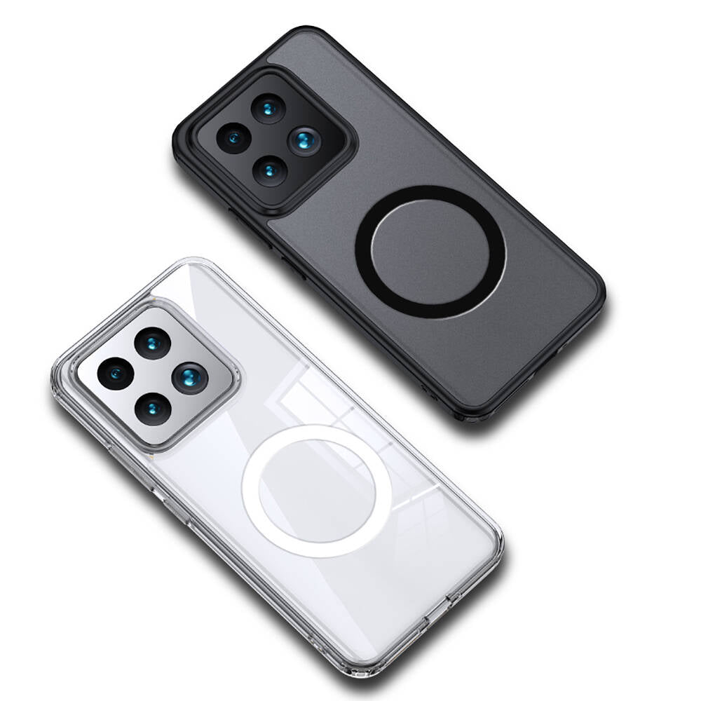 Xiaomi Mi 14 Kılıf Sert PC Arka Yüzey Wireless Şarj Özellikli Zore Flet Magsafe Kapak Siyah