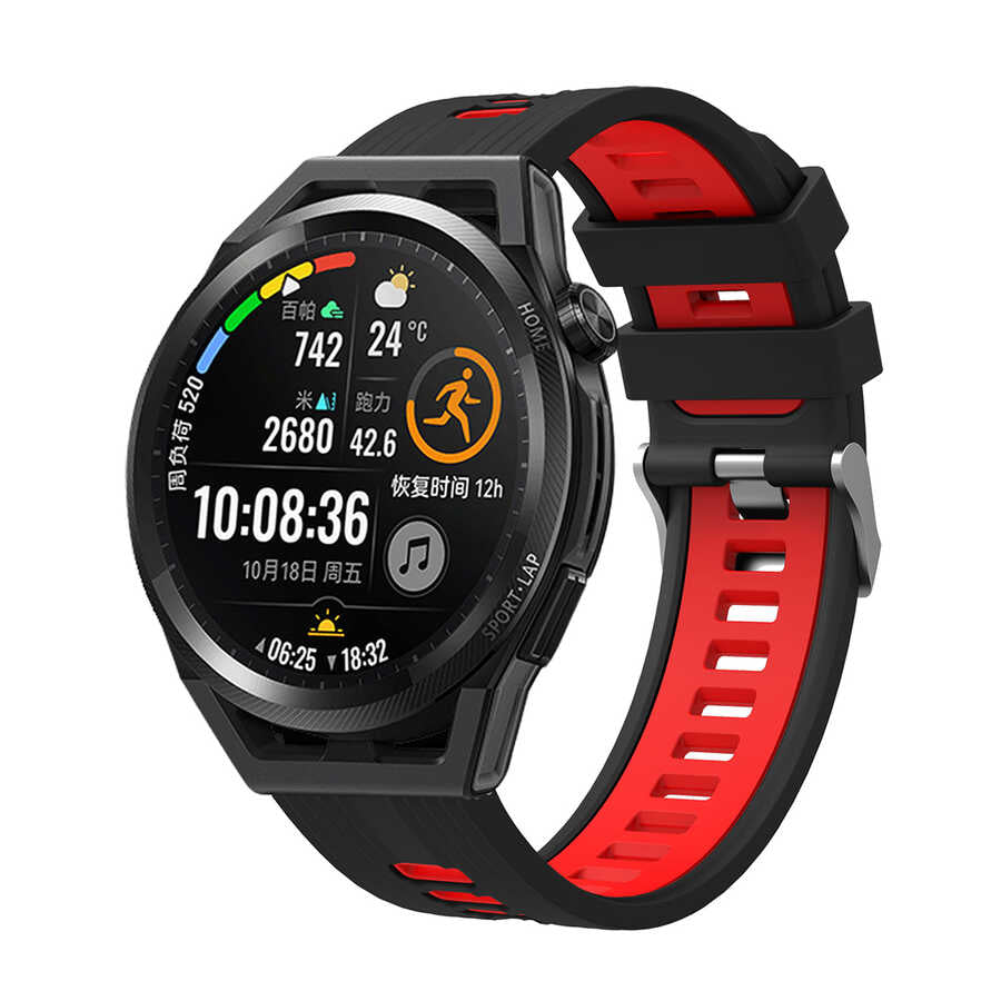 Xiaomi Redmi Watch 5 Active Zore KRD-55 Silikon Kordon Siyah-Kırmızı