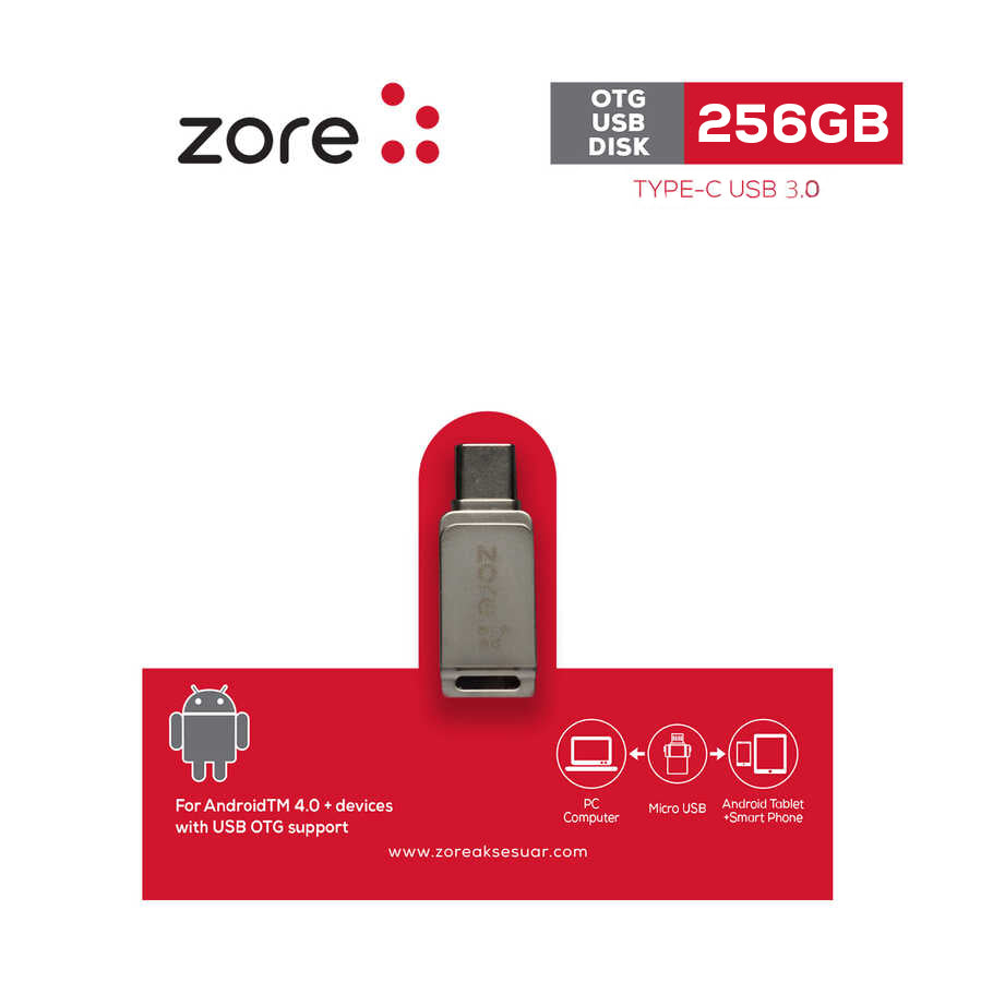 Zore 3.0 Type-C Metal OTG 256 GB Gümüş
