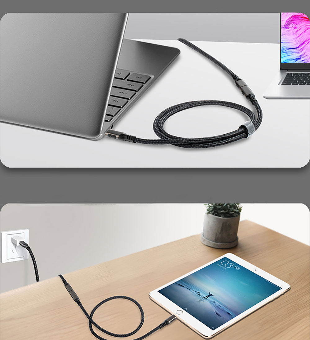 Zore Extension USB3.2 Type-C PD Uzatma Kablosu 100W 20Gbps 4K@60Hz 0.2 Metre Siyah