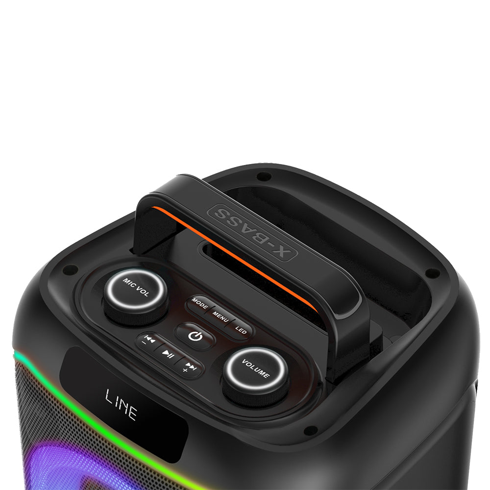 Zore GD-2608 Dijital LED Göstergeli FM Radyolu Mikrofonlu RGB TWS Çift 6.5 inç Stereo Bass Kablosuz Karaoke Hoparlör Siyah