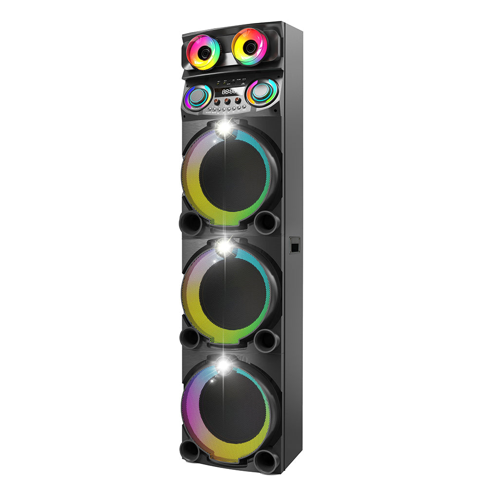 Zore GD-3127 Dijital LED Göstergeli Mikrofonlu RGB TWS Üçlü 12 inç Stereo Bass Kablosuz Karaoke Hoparlör Siyah