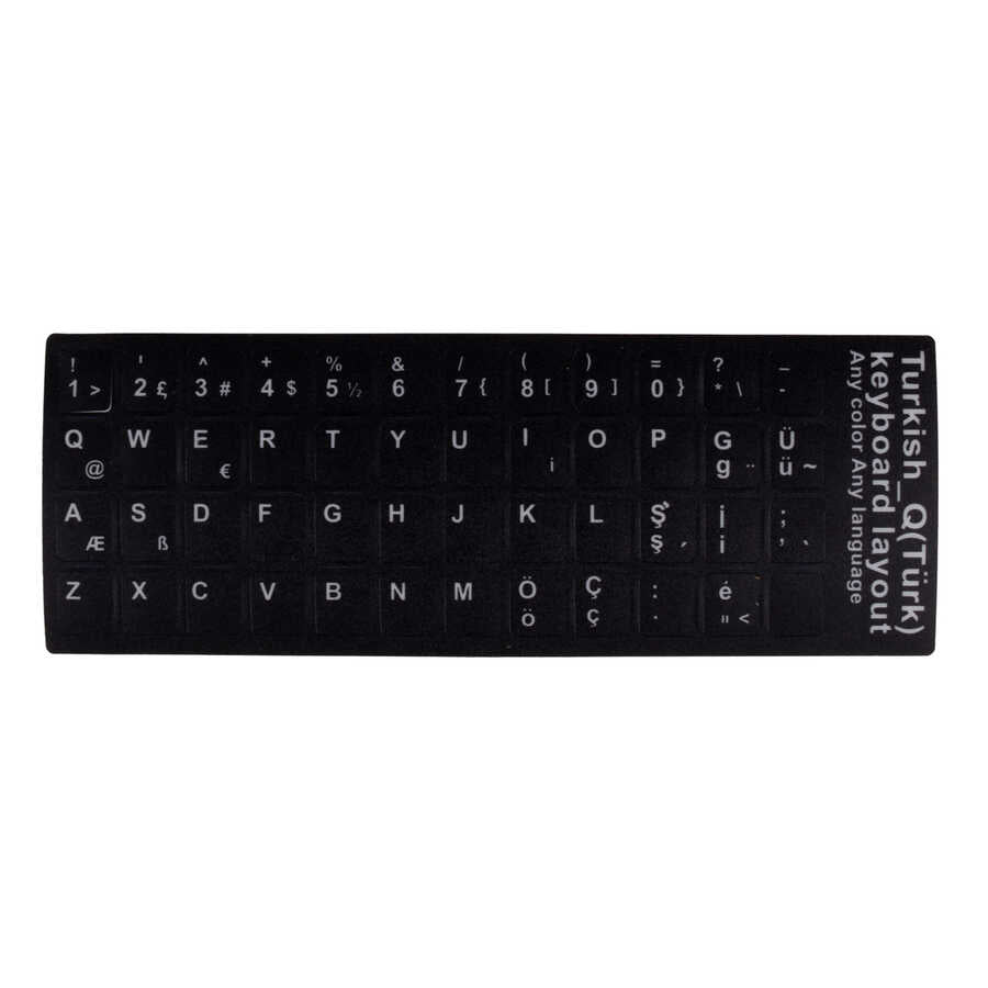 Zore Türkçe Karakter Klavye Tuş Koruyucu Sticker Siyah