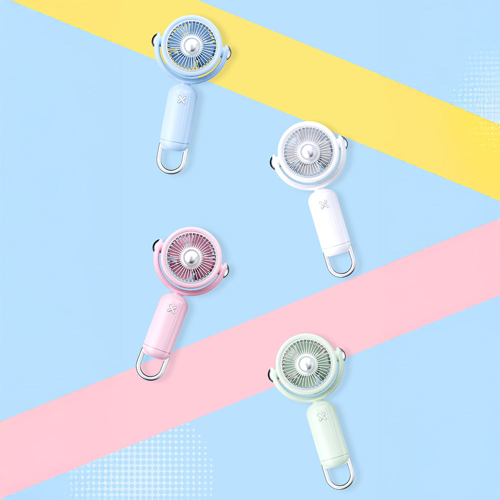 Zore YS-2506 Katlanabilir 360 Derece Dönebilen Başlıklı Portatif Mini Vantilatör Soğutucu El Fanı Beyaz